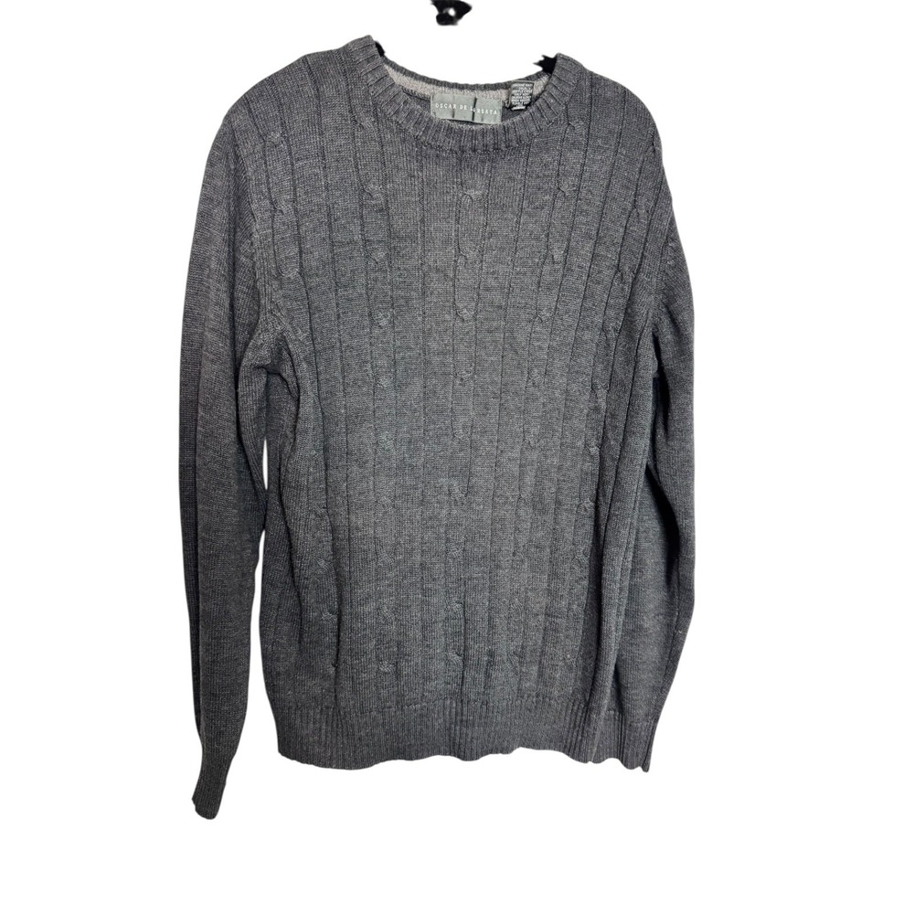 Oscar de la Renta Sweater Men's M Gray Elevated Casual Night Out Contemporary